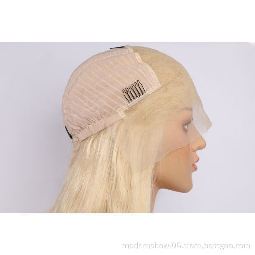 High Quality Virgin Human Hair 613 Blonde Highlight Body Wave Human Hair Lace Frontal Wig, 613 Transparent Swiss Lace Front Wigs